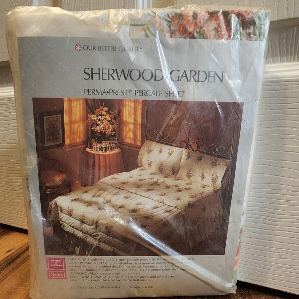 New Vintage Sears Sherwood Garden Floral Percale Full Fitted Sheet 54”x75” 949